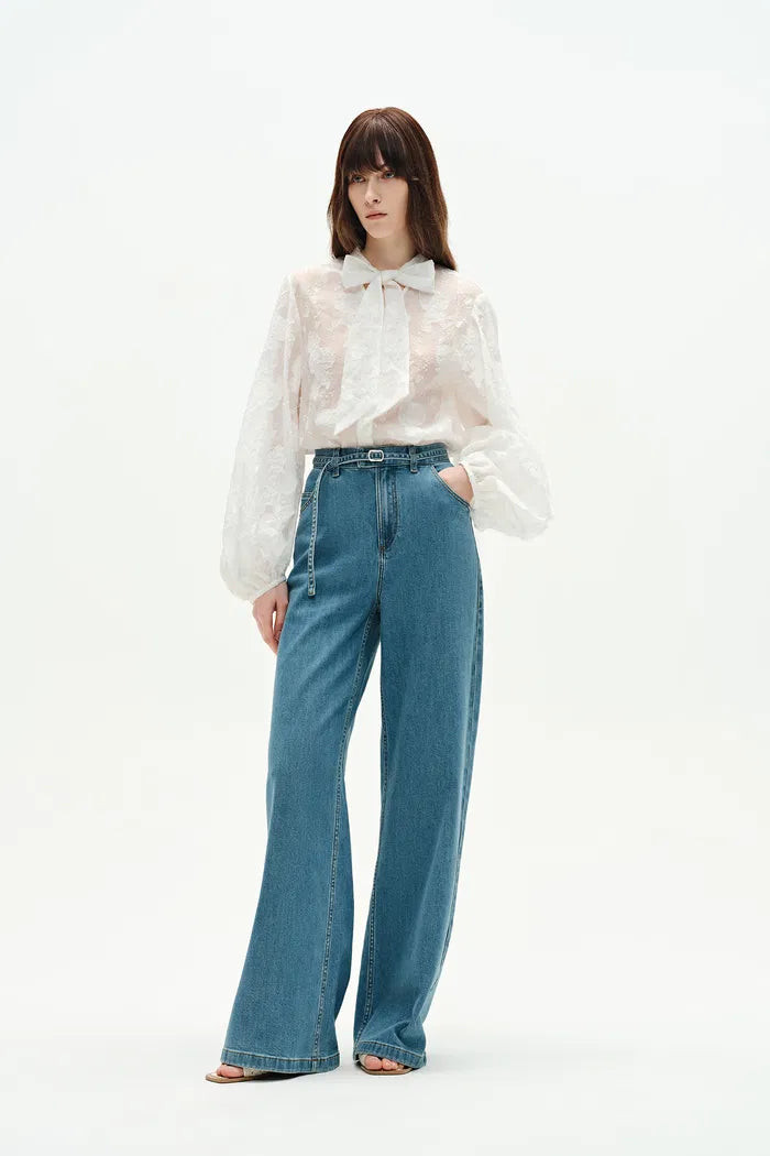 Ella Belted Washed Jeans in Lyocell Denim | Fabrique