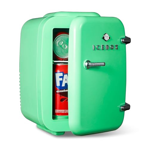 ICEBOX IBMF4MNT Mini Fridge For Bedroom, Skincare Refrigerator, Portable Cooler & Warmer for Makeup, for Office & Home, Mini (4 L / 6-Can), Mint Green | Amazon (US)