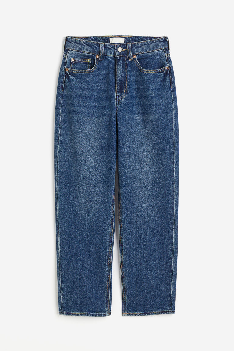 H & M - Slim Straight High Ankle Jeans - Blue | H&M (US + CA)