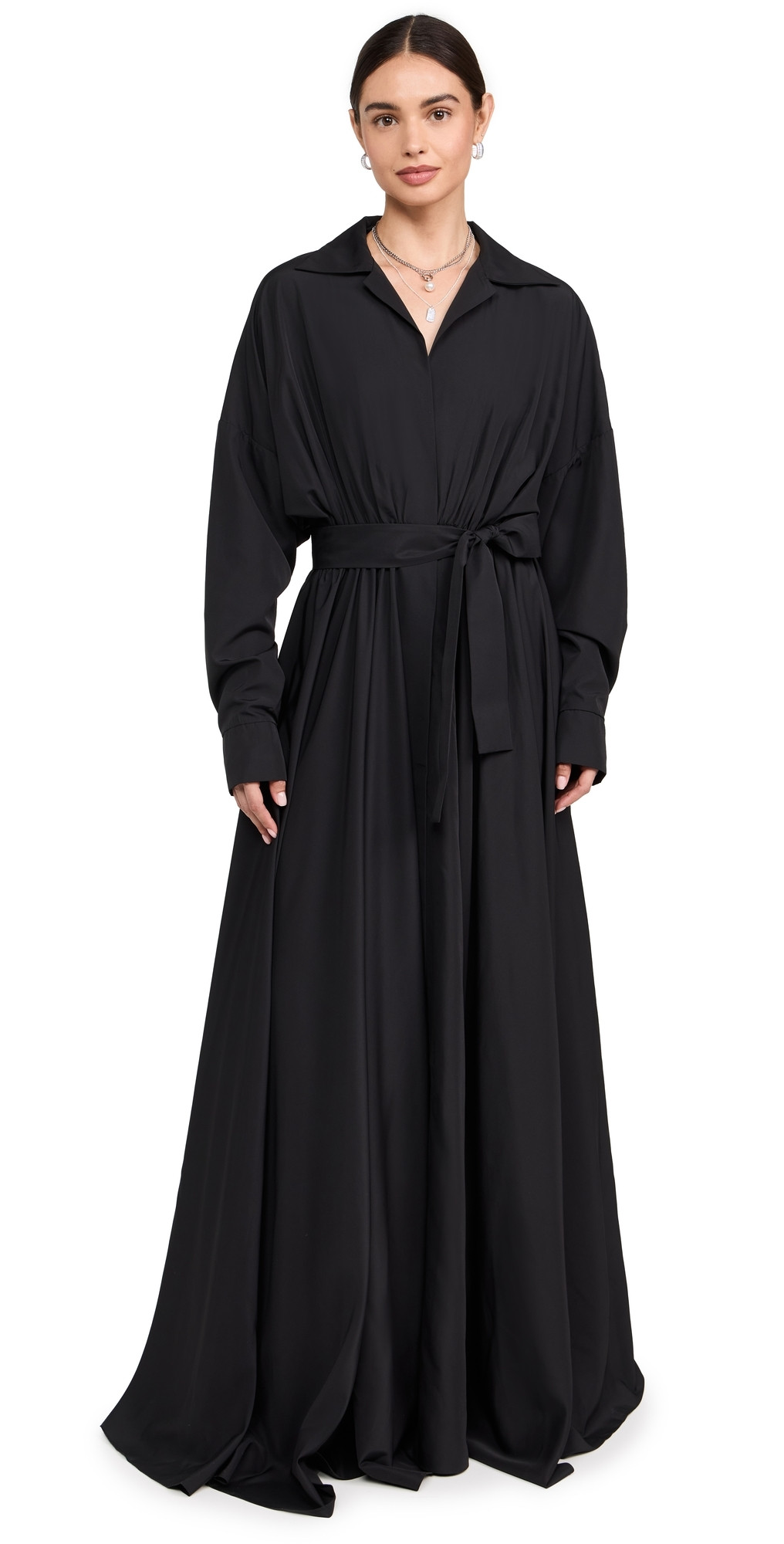 Norma Kamali Super Oversized Flared Boyfriend Neck Shirt Dress Black XXS | Shopbop