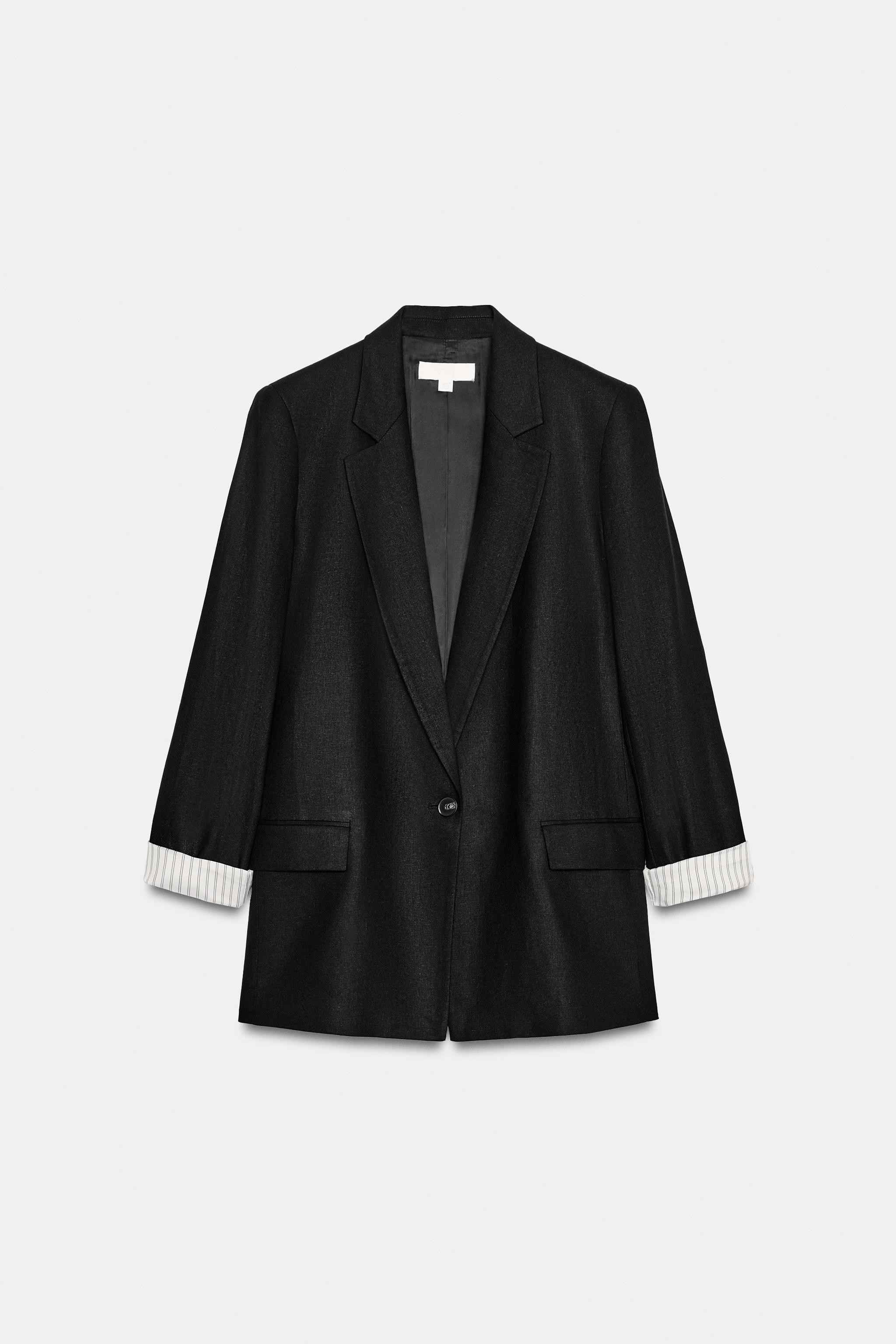 BLAZER WITH LINEN ROLLED-UP SLEEVES | Zara US