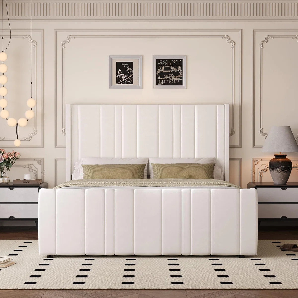 Upholstered Bed with Vertical Channel Tufted Headboard & 22" Footboard | Wayfair North America