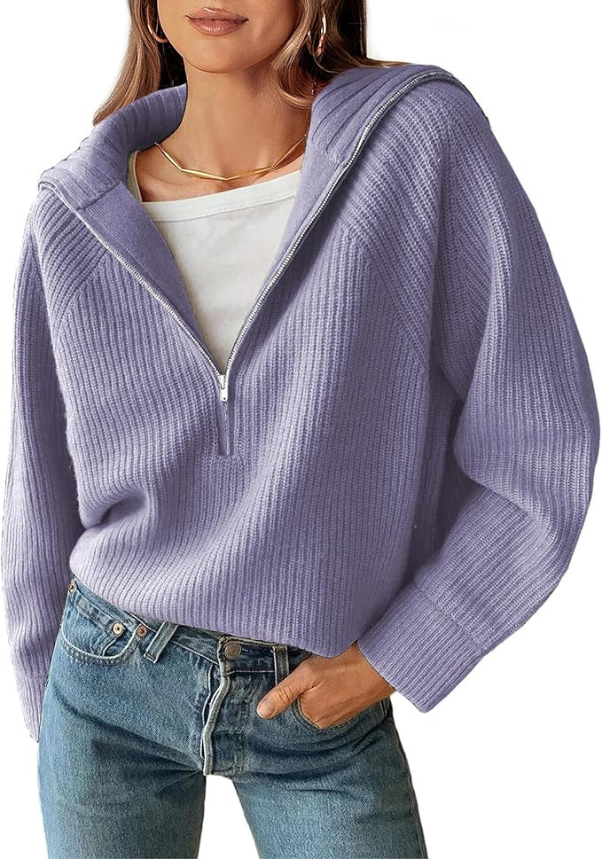 BTFBM Casual Quarter Zip Womens Sweaters | Amazon (US)