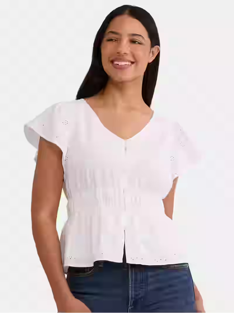 Time and Tru Women's Eyelet Peplum Top, Sizes XS-XXXL | Walmart (US)