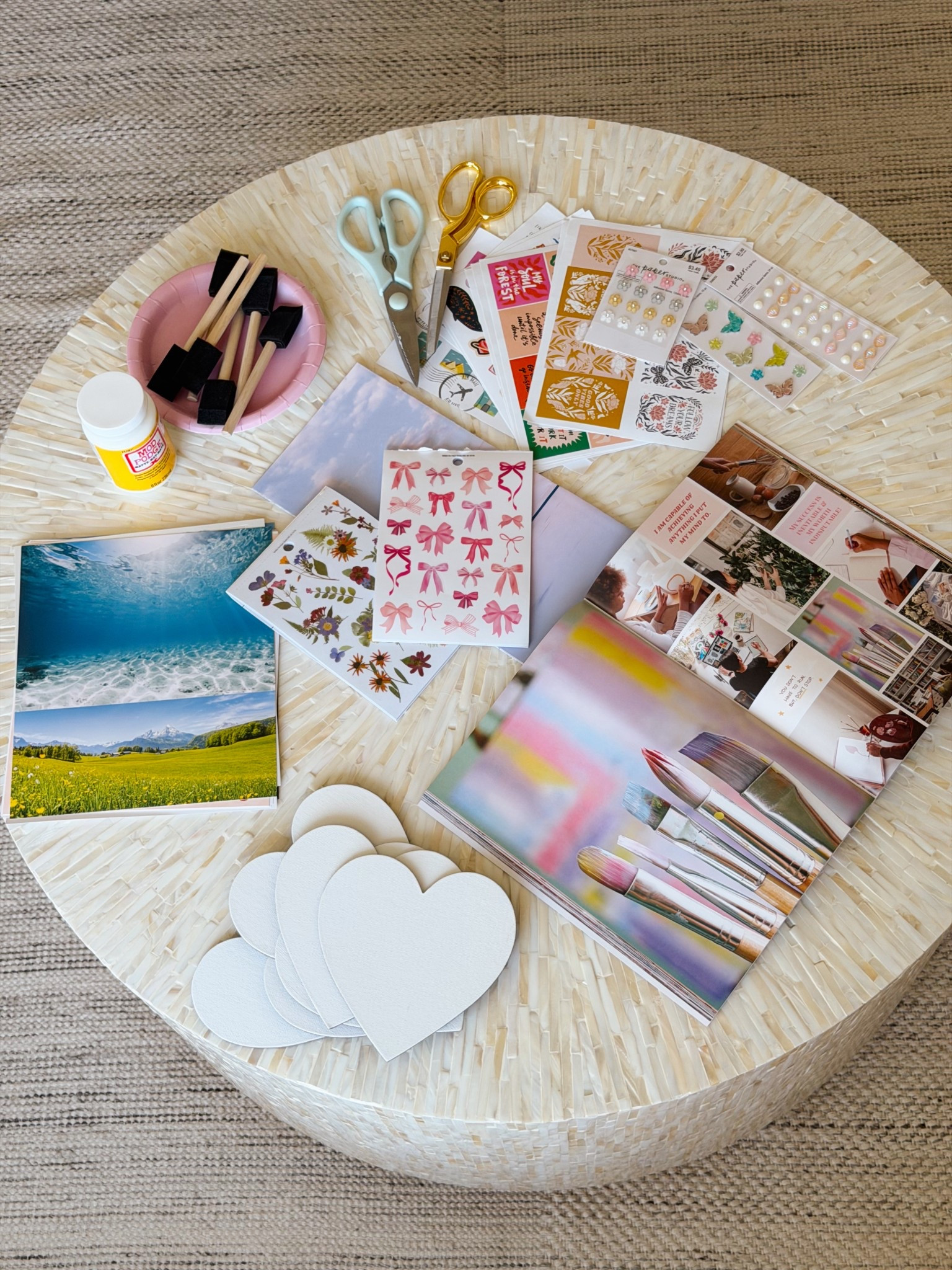 The cutest vision board craft supplies with magnet heart canvases perfect for your Galentine’s party! 