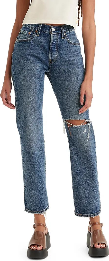 501® Ripped High Waist Straight Leg Jeans | Nordstrom