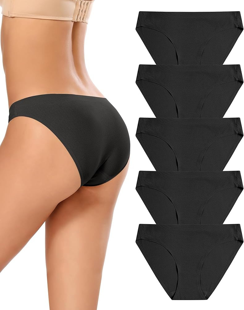 voenxe Women Bikini Underwear,Seamless Breathable Ladies Panties,No Show Comfortable Briefs Undie... | Amazon (US)
