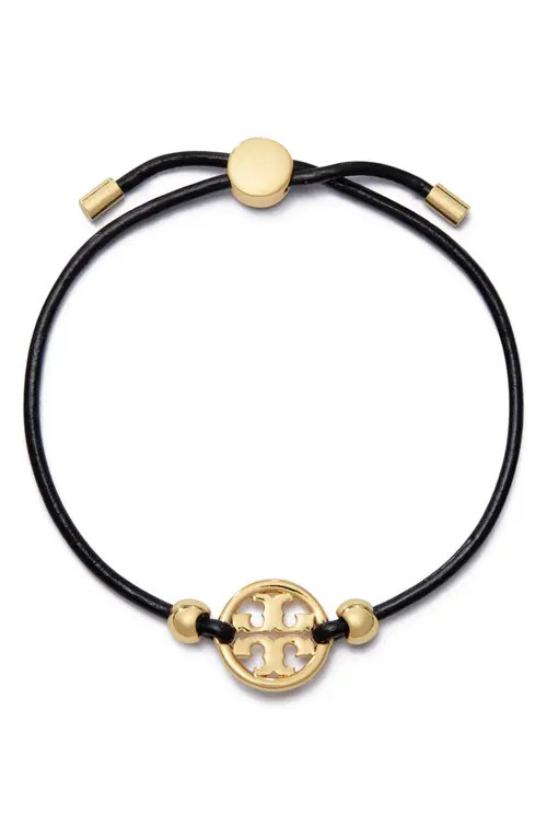 Tory Burch Miller Logo Slider Bracelet in Tory Gold /Black at Nordstrom | Nordstrom