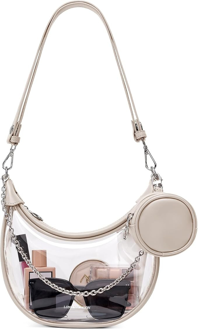 LONG VACATION Clear Bag for Stadium Events, Clear Purses for Women Stadium Crossbody, PVC Clear C... | Amazon (US)