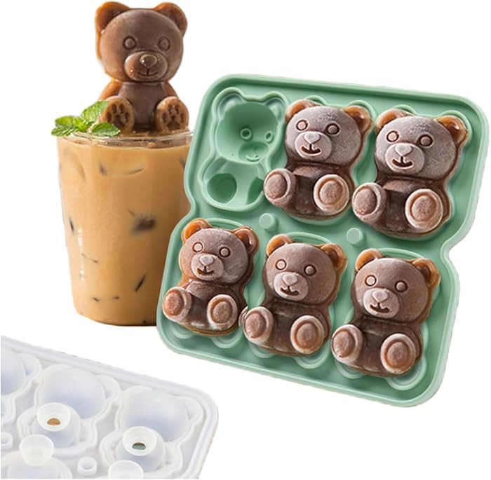 Bear Ice Cube Tray Mold - 3D Bear Shape Ice Cube Trays, Cute Ice Cube Molds for Whiskey Bourbon, ... | Amazon (US)