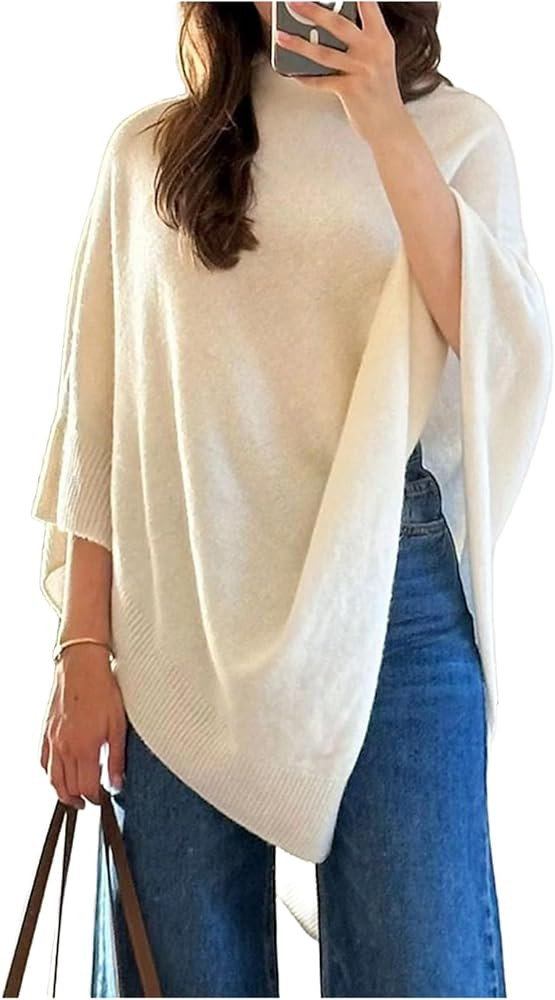 Milumia Women's Poncho Sweater Knitted Pullover Shawls Wraps Capes Dolman Sleeve Tops | Amazon (US)