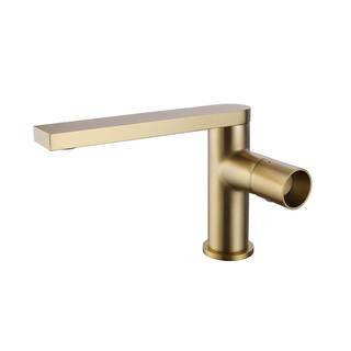 Single Handle Single Hole Bathroom Faucet Brass Modern Sink Basin Faucets in Brushed Gold | The Home Depot