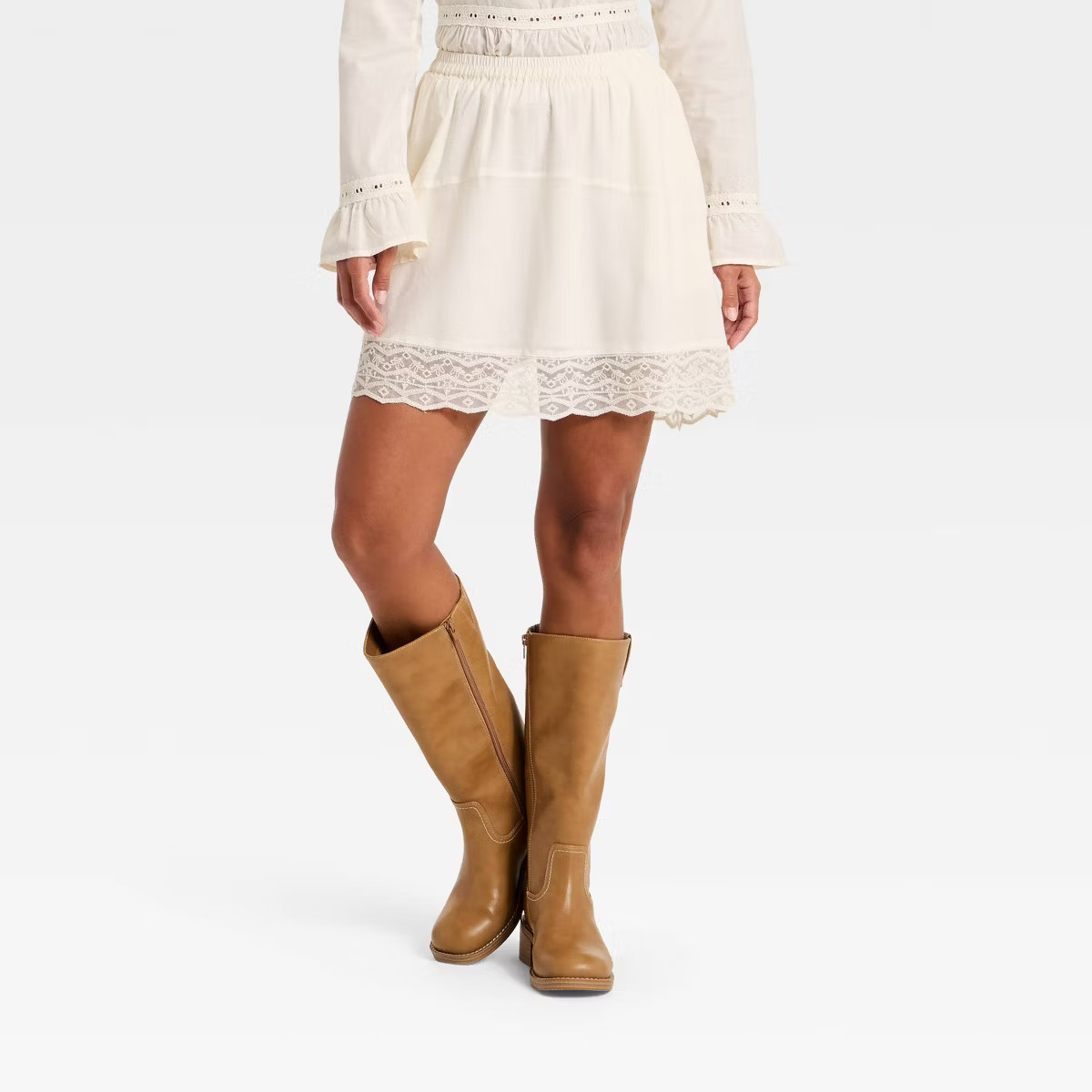 Women's Lace Mini A-Line Skirt - Universal Thread™ Cream | Target