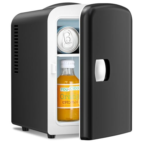 Antarctic Star Compact Refrigerator, Portable Mini Fridge, Skin Care 4L Capacity/6 Cans, for Bedroom, Car, Office & Dorm, Small Cooler for Cosmetics, Beverage and Food, Black | Amazon (US)