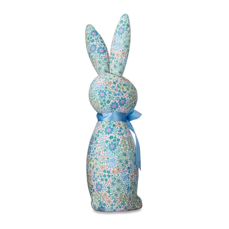 Easter Blue Floral Bunny Tabletop Decor, 16 in, by Way To Celebrate - Walmart.com | Walmart (US)