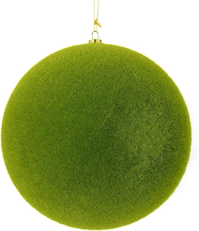 Vickerman 8" Christmas Ornament Flocked Ball, Moss Green Flocked Finish, Shatterproof Plastic, Ho... | Amazon (US)