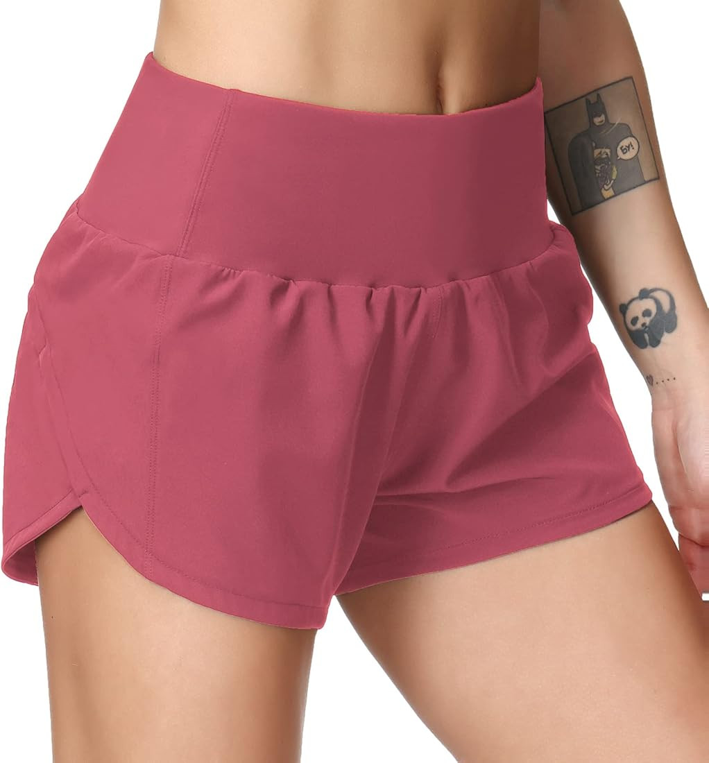 Dragon Fit Running Shorts for Women High Waisted Workout Shorts with Zipper Pockets Athletic Sweat Y | Amazon (US)