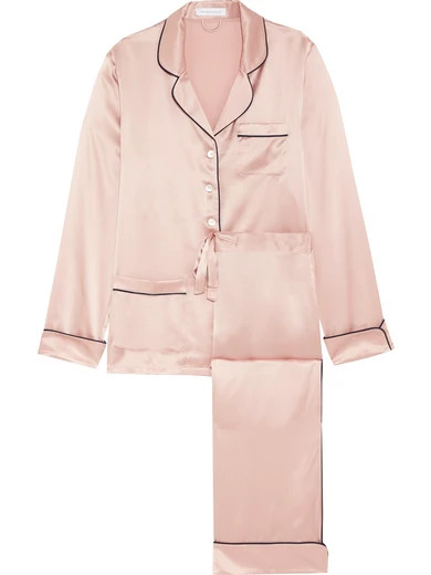 Olivia von Halle - Coco Silk-satin Pajama Set - Pastel pink | NET-A-PORTER (UK & EU)