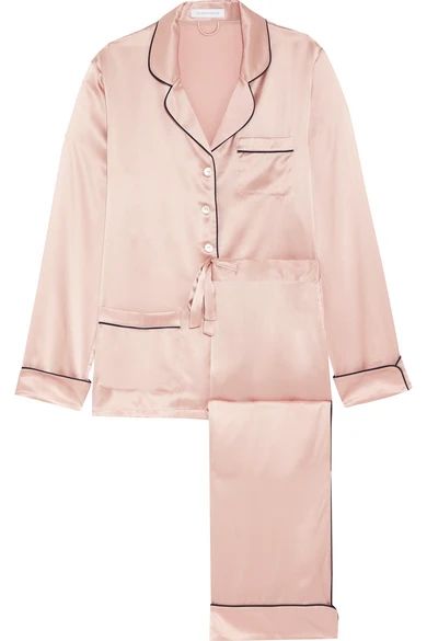 Olivia von Halle - Coco Silk-satin Pajama Set - Pastel pink | NET-A-PORTER (UK & EU)
