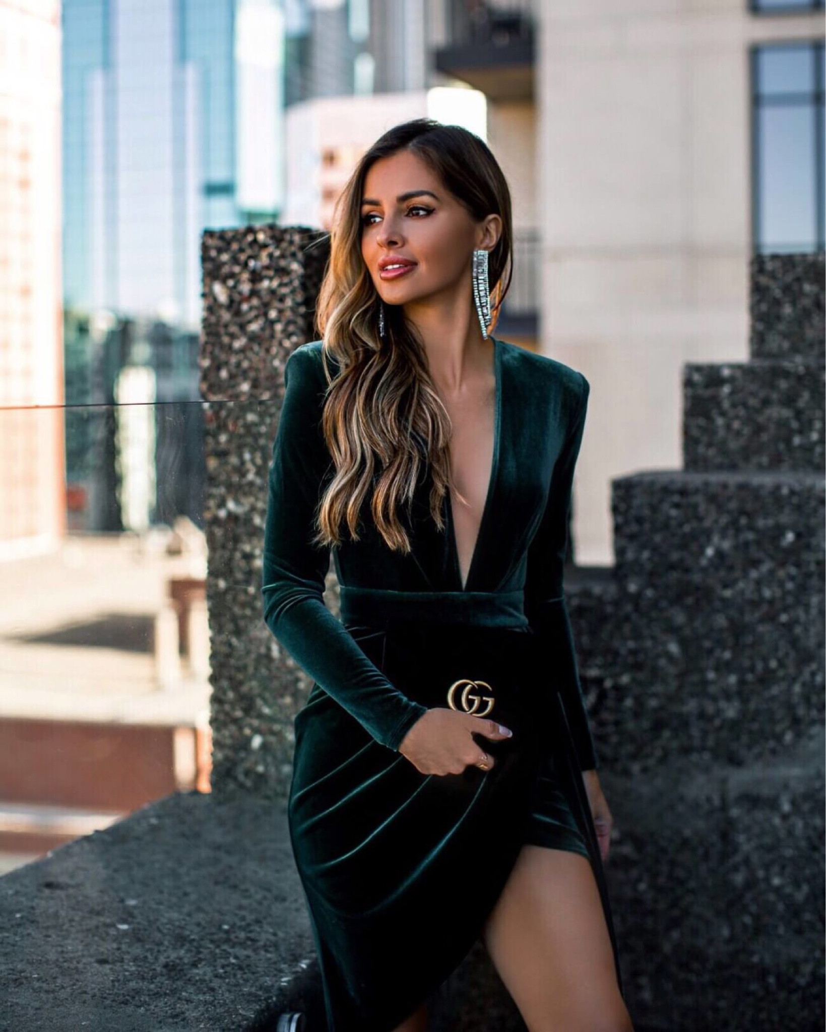 ladies nightwear dresses High Neck Silver Tassel Dress with Side Slit – Walone LLC Color:Wasabi Swatch:#bcc5cf blending elegance with bold black funeral dress