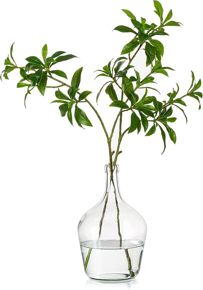 Hewory Large Glass Vase for Decor, 10in Clear Tall Farmhouse Decorative Floor Vase, Round Bubble ... | Amazon (US)