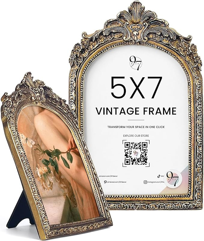 97 Decor 5x7 Vintage Picture Frame - 5x7 Picture Frame Antique, Ornate Gold Frame 5x7, Small 5x7 ... | Amazon (US)