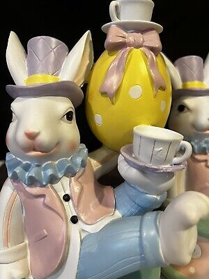 Easter Bunny Rabbit Juggling Balancing Teacups Figurine Spring Decor Pastel NEW  | eBay | eBay US