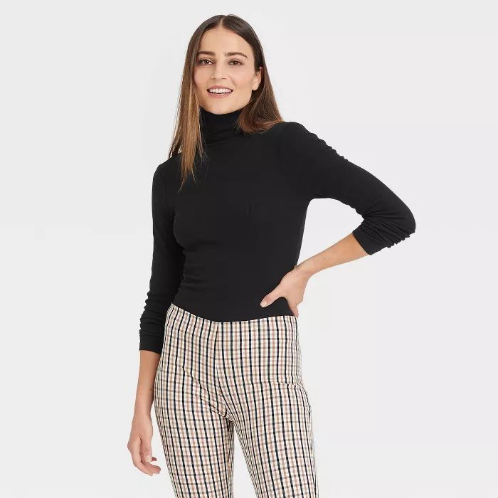 Women's Slim Fit Long Sleeve Turtleneck Ribbed T-Shirt - A New Day™ | Target