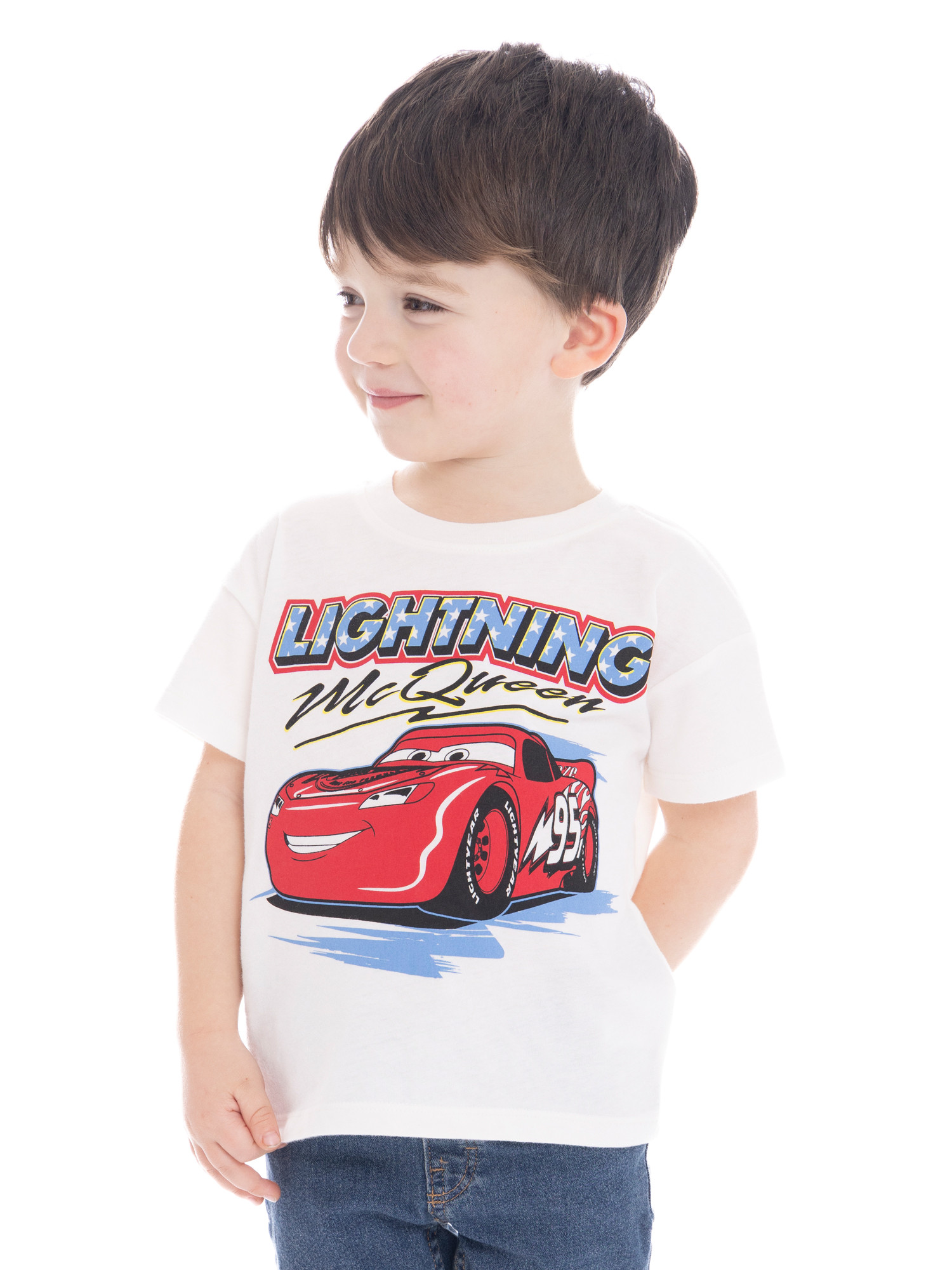 Pixar Cars Toddler Boys Graphic Americana Crewneck Tee with Short Sleeves, Sizes 12M-5T | Walmart (US)