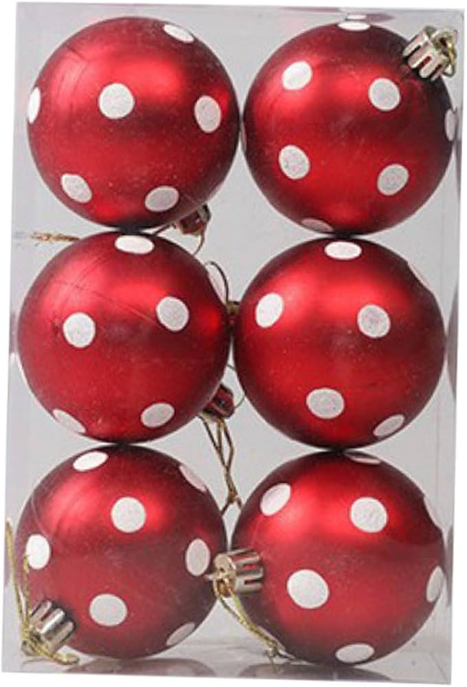 6pcs Christmas Balls Ornament 2.36Inch Polka Dot Hanging Xmas Balls for Tree Decoration Glitterin... | Amazon (US)