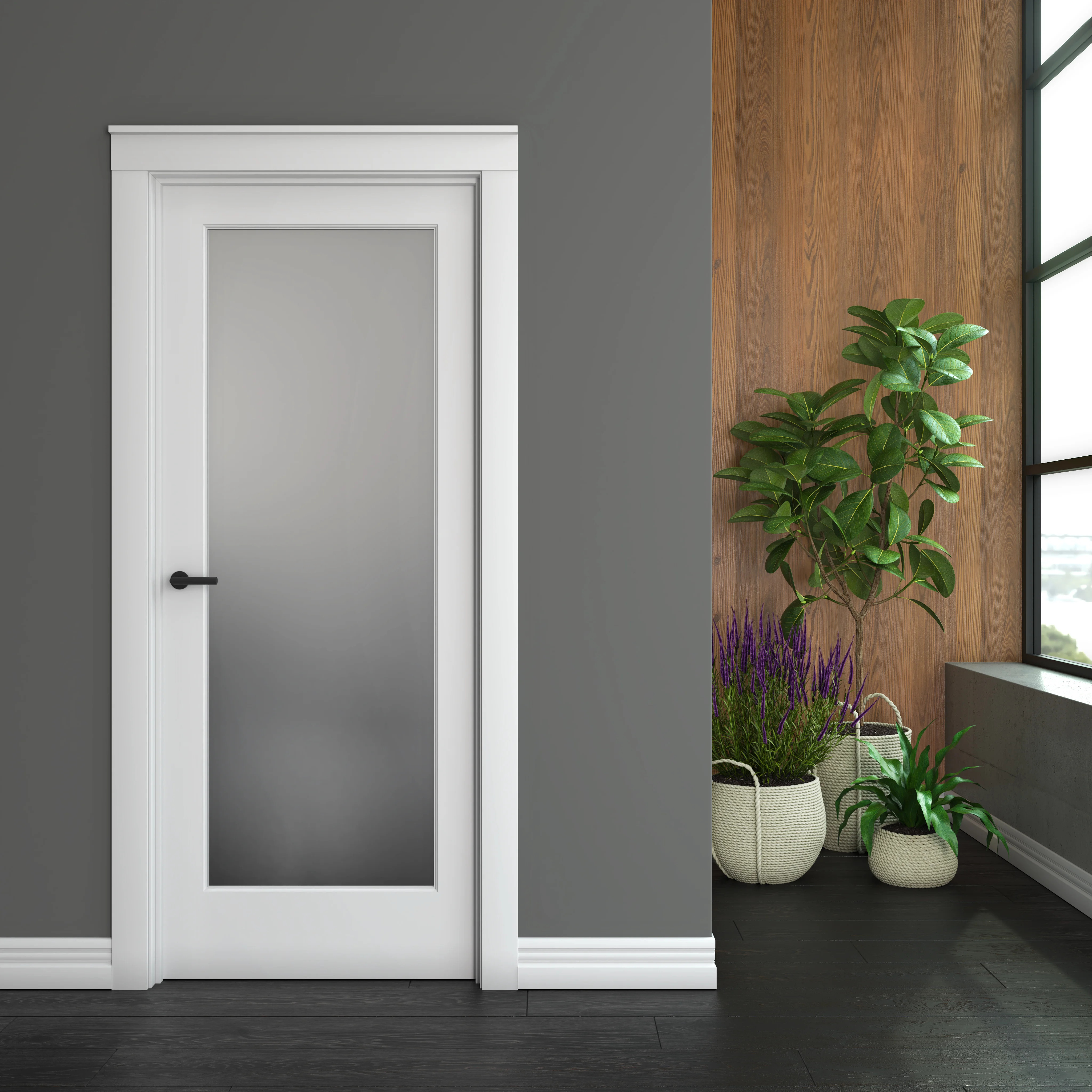 80'' Solid Wood Glass Painted Slab Door | Wayfair North America