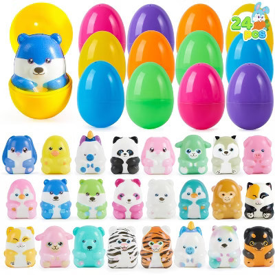 Joyfy 24 Pack Prefilled Easter Eggs with Animals Squishy Toys, Cute Squeeze Toy Fillers for Kids Easter Egg Hunt, Basket Stuffers, Classroom Prize | Target
