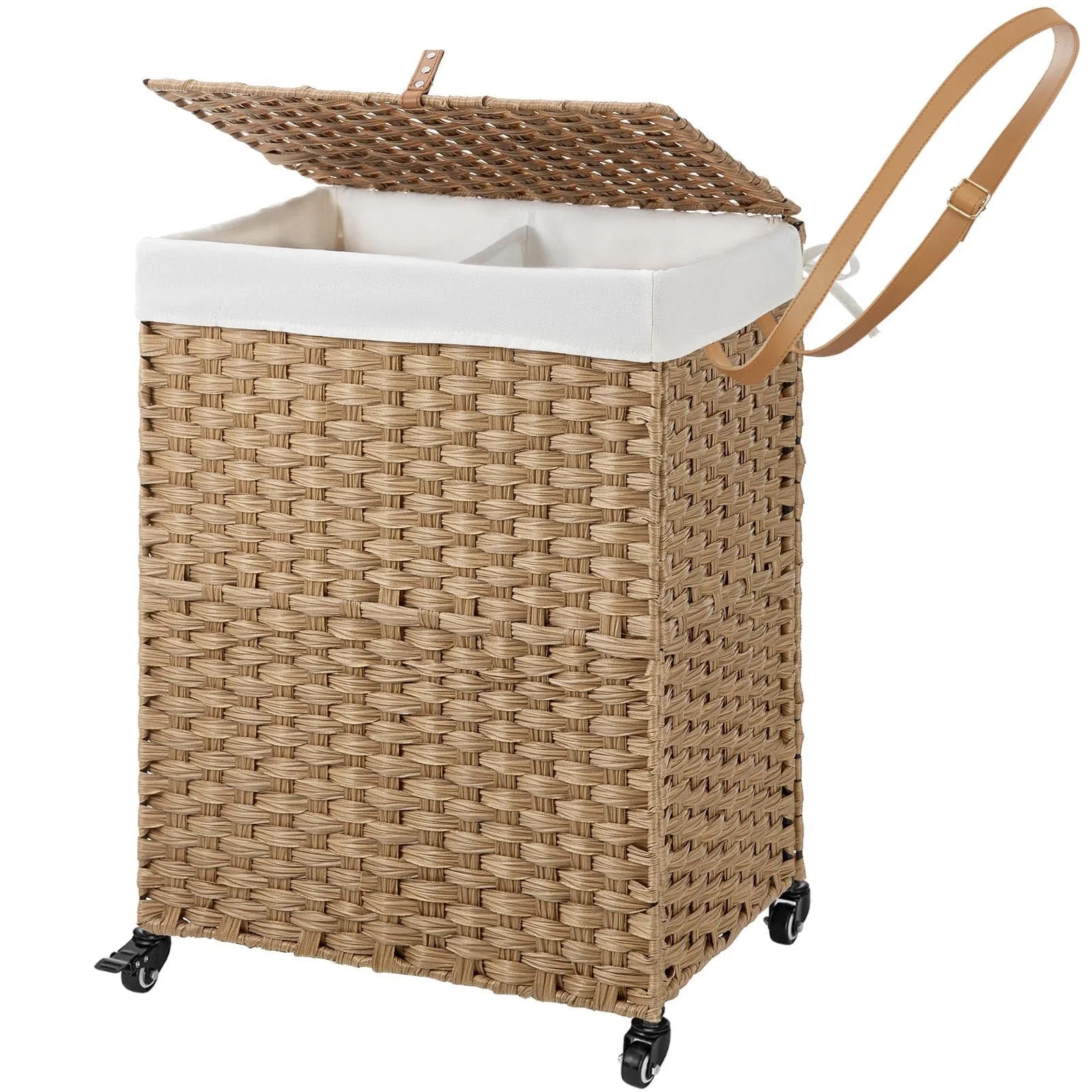 Rolanstar 90L Laundry Hamper with Wheels, No Install Needed, Divided Handwoven Hampers & 2 Remova... | Walmart (US)