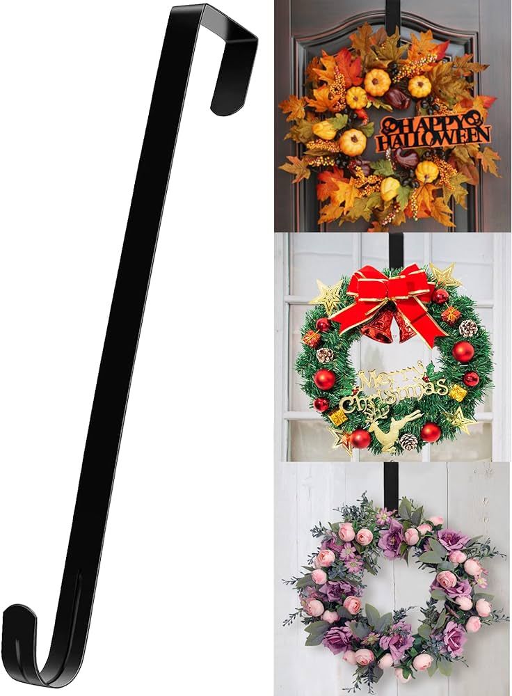 Komotu 15" Wreath Hanger for Front Door - Halloween Christmas Easter Decoration Metal Over The Do... | Amazon (US)