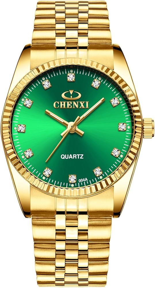 DREAMING Q&P Fq-043 Classic Golden Stainless Steel Male Female Crystals Quartz Wrist Watches for ... | Amazon (US)