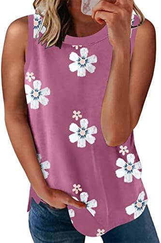 Ecrocoo Women's Casual Color Block Crewneck Tank Tops Sleeveless Loose Summer Shirts Blouse Tunic | Amazon (US)