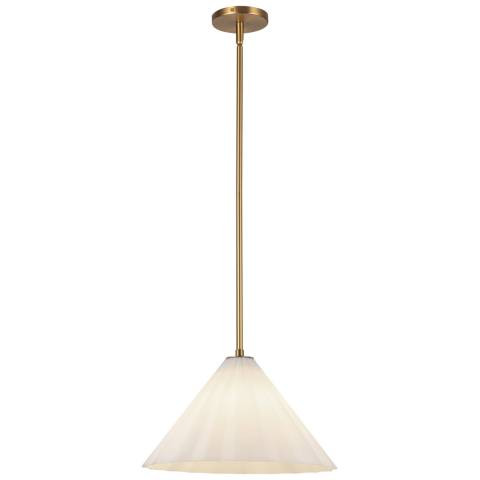 Alora Mood Serena E26 14-in Aged Gold/Opal Glass Pendant | Lamps Plus