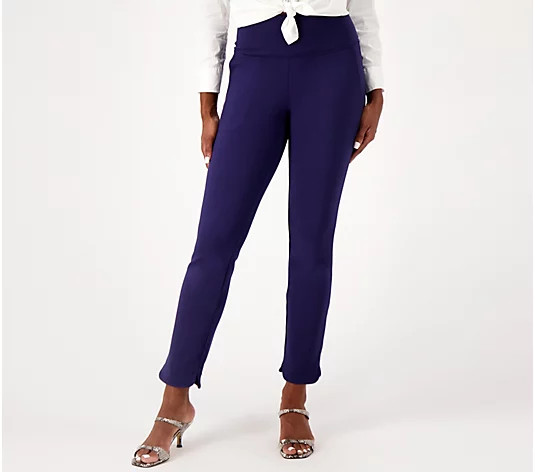 Women with Control Petite Luxe Ponte Tummy Control Ankle Pants - QVC.com | QVC