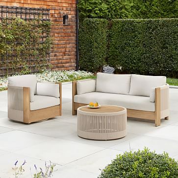 Porto Outdoor Sofa, Swivel Chair &amp; Coffee Table Set | West Elm (US)