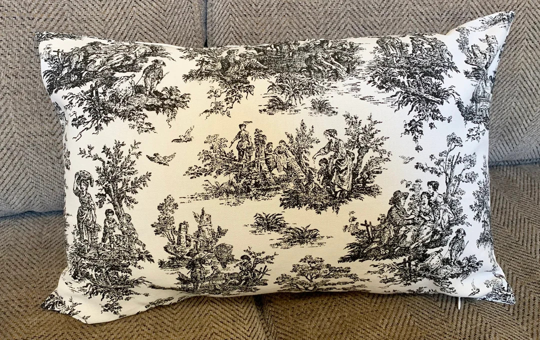 Zipper Pillow Covers Small Toile Pillow Cover Euro Shams Decorative Pillow Throw Pillow Lumbar 20... | Etsy (US)