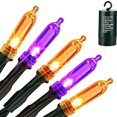 Lyhope Orange & Purple Halloween Lights, 33ft 100 LED Halloween Decorative Lights Waterproof 8 Mo... | Amazon (US)