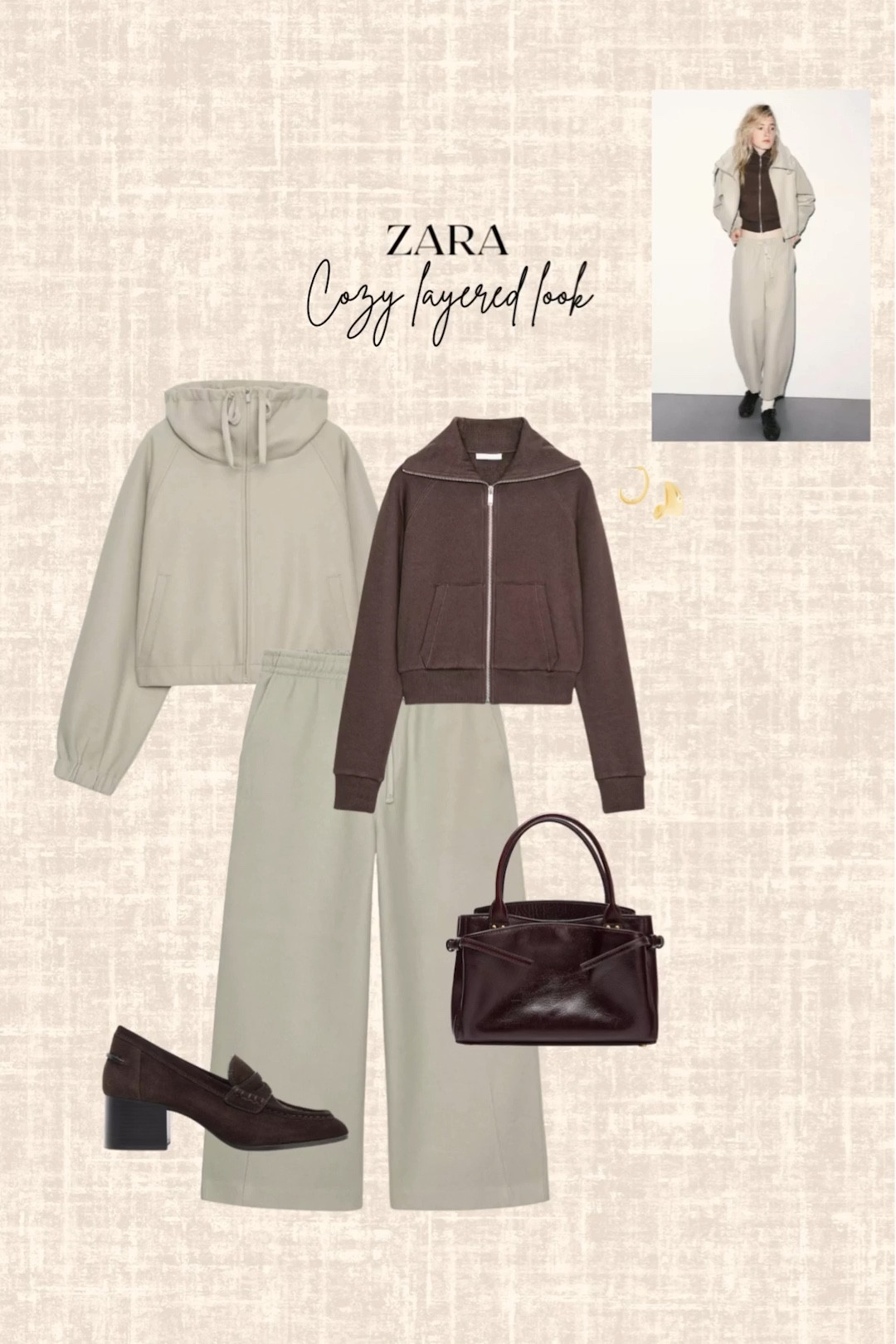 Zara Cozy Layered look! 

Sweatshirt, pants, jacket, handbag, earrings, loafers

#LTKSeasonal #LTKootd #LTKFindsUnder100