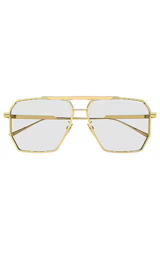 Metal Hexagonal Aviator in Shiny Gold | Revolve Clothing (Global)