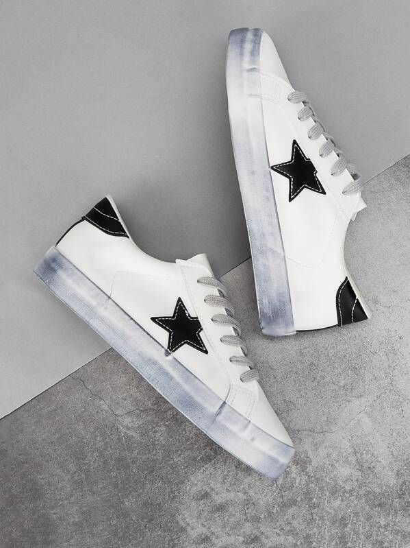 Star Patch Decor Lace-up Sneakers | SHEIN