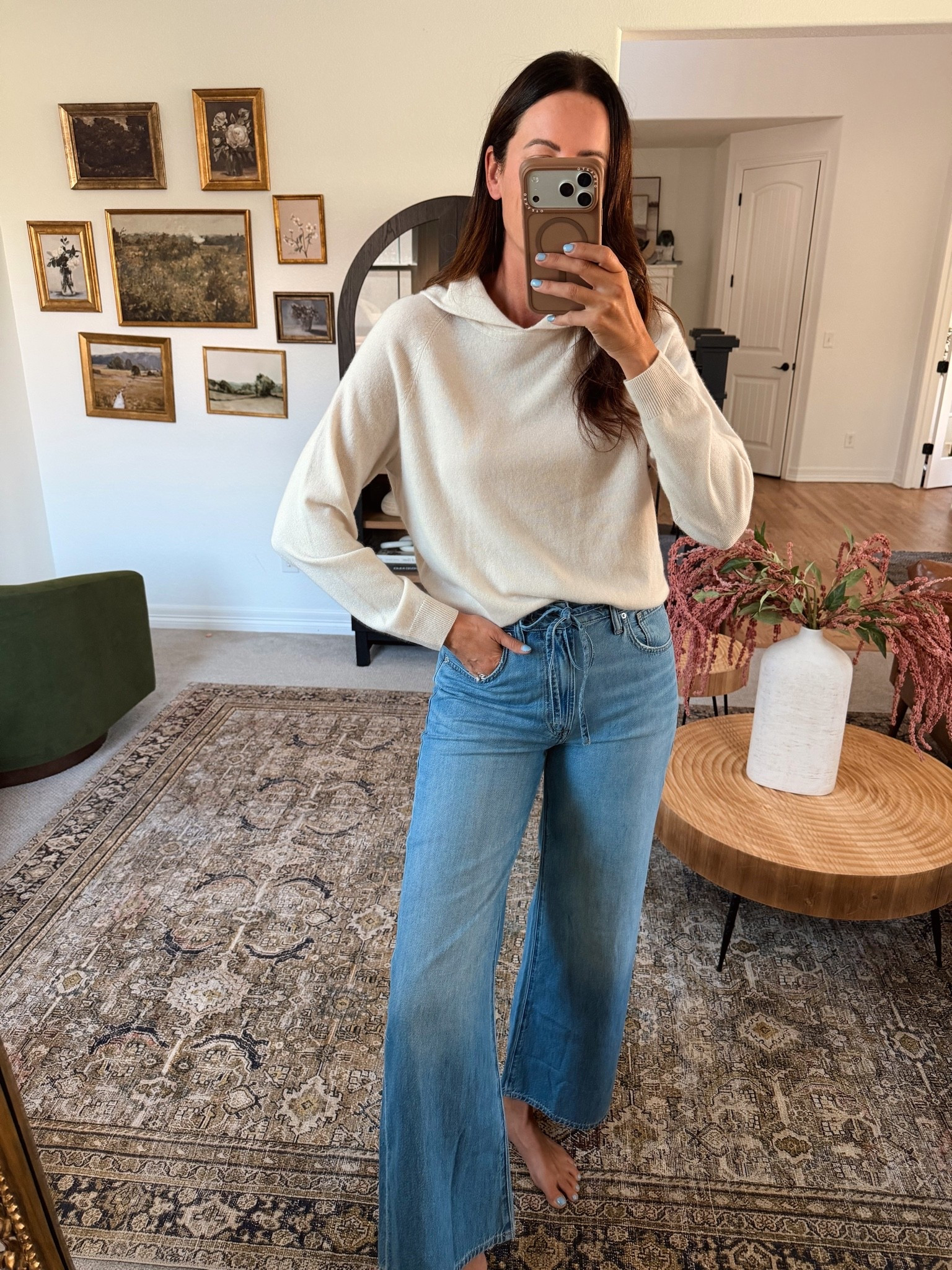 These two pieces are the false staples. You have to grab right now during the Nordstrom anniversary sale. This cashmere hoodie is stunning and so soft. These tie waist jeans are something you will live in all season. Nsale

#LTKSaleAlert #LTKgrwm #LTKootd