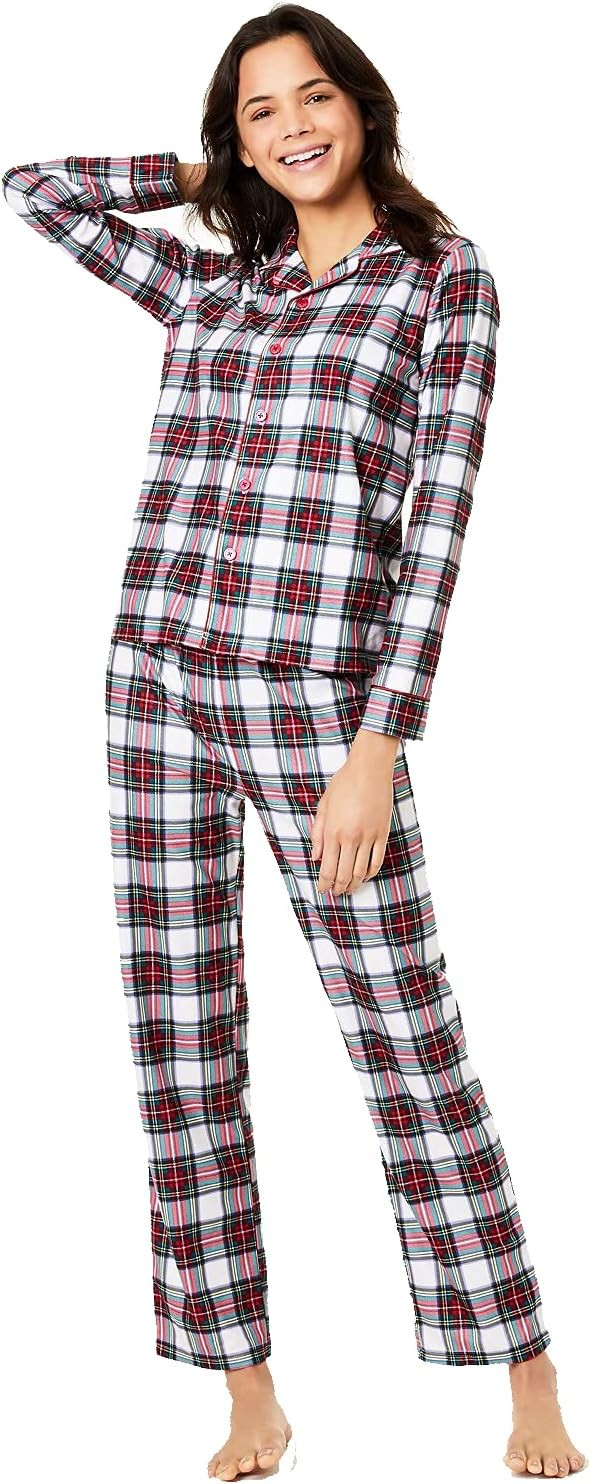 Family Pajamas Women's Matching Pajamas Stewart Plaid Pajama Sets (Stewart Plaid, Large) | Amazon (US)