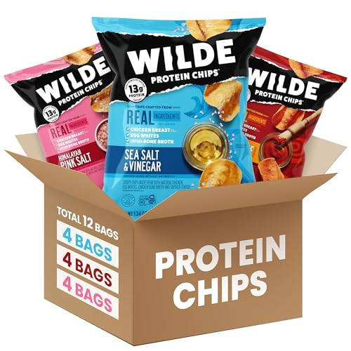 Wilde Protein Chips, Sweet and Savory Flavors Variety Pack (1.34 oz Bags, Pack of 12) - Crafted From Real Ingredients: Protein Snacks, Keto Chips, Gluten and Grain Free… | Amazon (US)