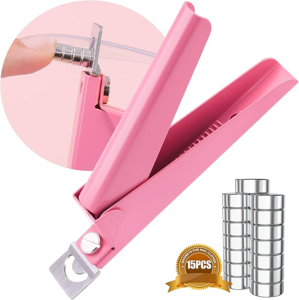 Light Pink Adjustable Nail Clippers with Magnets Sizer Nail Tip Cutter Kit | Amazon (US)