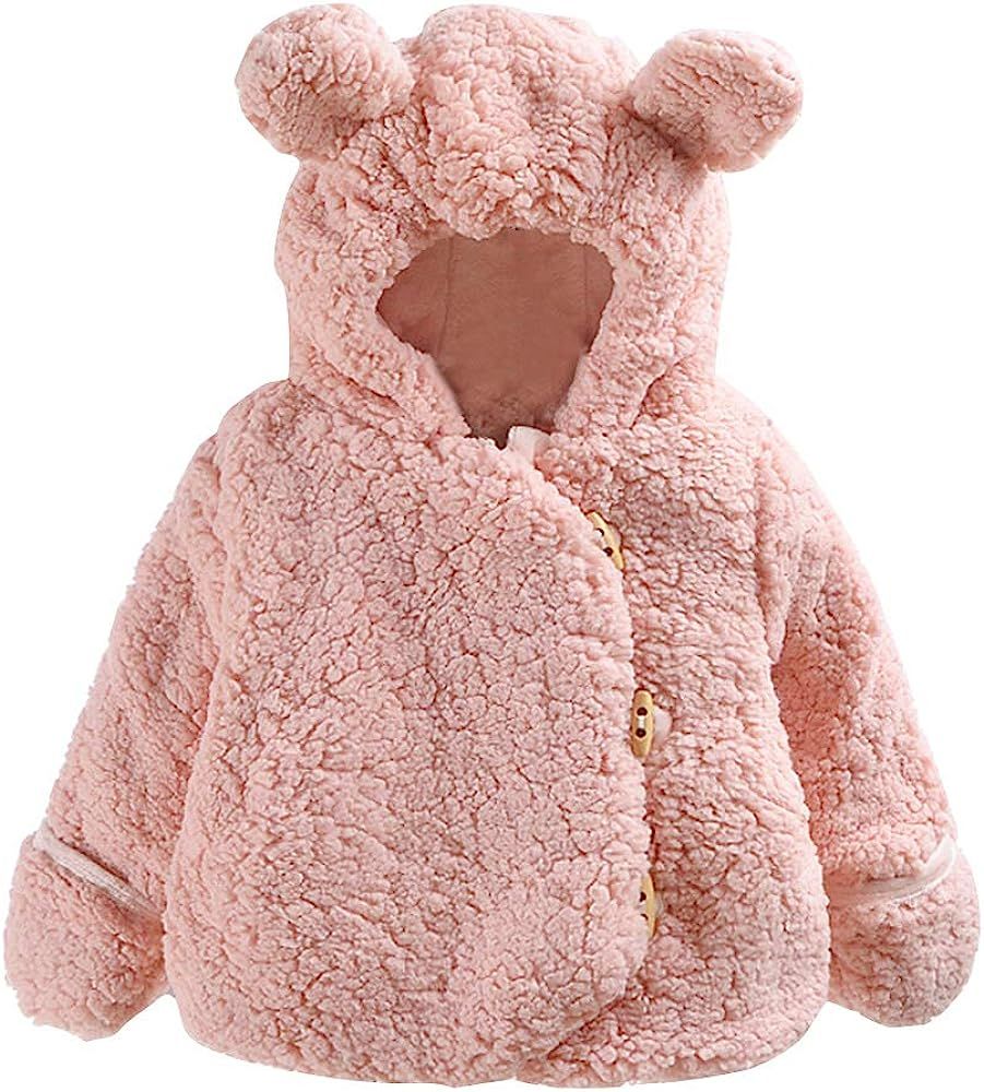 Aivtalk Baby Toodler Fuzzy Jacket Cute Hoodie Cotton Coat Winter Warm Outerwear | Amazon (US)