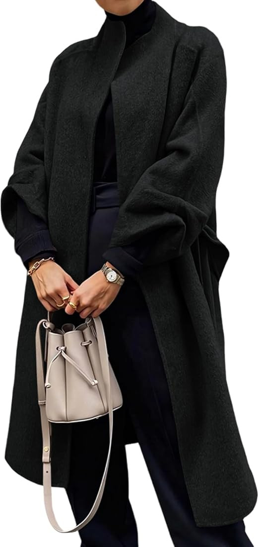 Cicy Bell Womens Long Pea Coats Oversized Wrap Wool Blend Trench Coats Winter Open Front Cardigan... | Amazon (US)